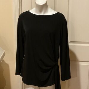 CLARA SUNWOO Black Long Sleeve Side-Tie Top XL Sun Protection Shirt.